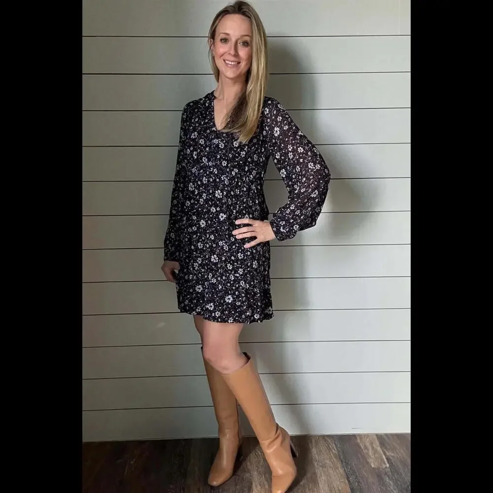 ABLE able  naomi flowy mini dress black white floral print size 1X NWT $148 msrp - Picture 3 of 10